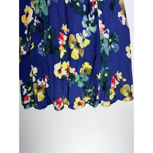 Maeve Floral Dress Women Small Blue Sleeveless Smocked Waist Pockets - Picture 8 of 11